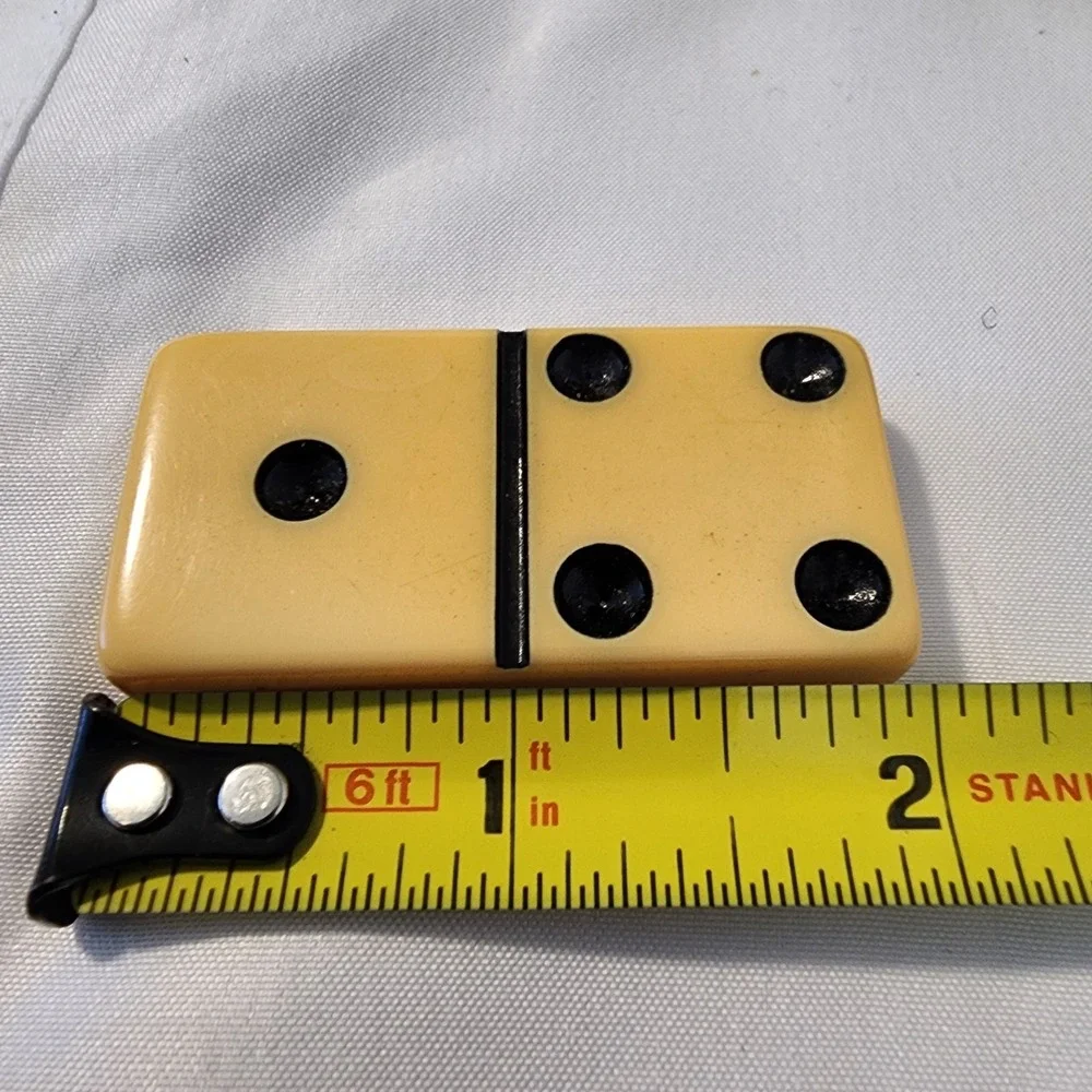 Vintage Set of Thick Butterscotch Bakelite Catalin Crisloid Double Six Dominoes